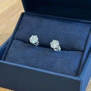 Sterling silver Moissanite Stud Earrings 2 ct.tw.